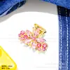 Pinza Pequeña de Garra Rosa de Alta Gama con Pedrería, Lindo Clip Lateral para Cabello Trenzado, Pinza Superior, Pasador Pequeño para la Parte Trasera de la Cabeza