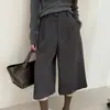 Otoño 2025 nueva moda cintura alta adelgazantes gruesos sueltos retro pierna recta mezcla de lana cropped pierna ancha pantalones