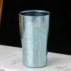 Copo de Titânio Puro, Isolamento de Parede Dupla, Anti-Queimadura, 300ml, Copo de Água Flor de Gelo Colorido, Adequado para Casa, Escritório e Trabalho, Copo de Liga de Titânio de Luxo Leve