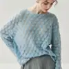 Suéter de Cachemira para Mujer con Diseño de Pétalo Calado, Tejido Fino de Moda para Capa Interior de Primavera y Otoño