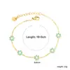Pulseira Cruzada Europeia e Americana Flor de Sete Pétalas Estilo Ins Fresca e Doce Acessório de Mão Floral Pulseira de Aço Inoxidável Banhada a Ouro 18K