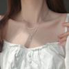 Colar feminino de prata 925 com banho de diamante, oval, curvo, dupla camada, design simples e fashion, temperamento, estilo ins frio, corrente para clavícula
