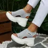 Sapatos Plataforma Tricô Multicor Transfronteiriços, Sandálias da Moda Decoradas com Apliques, Tamanhos Grandes 35-43, em Estoque para Atacado