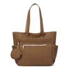 Bolsa de Ombro Única de Grande Capacidade Bolsa de Trabalho Feminina Bolsa Tote de Nylon Texturizado Bolsa Leve Simples para Computador Bolsa de Mão para Trabalho