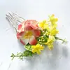 Nuevo peine para el cabello con flor de simulación, peine para el cabello tipo flor de huevo bohemia para la parte posterior de la cabeza, recogido lateral, accesorios para el cabello para fotos de viaje