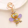 Llavero de Abeja Nueva Transfronterizo Colgante Pequeño Colgante de Piedra de Strass para Llave de Coche Colgante de Cadena de Metal para Bolso Llavero