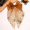 Faixa de Cabeça de Abóbora Laranja com Cabeça de Fantasma Feita de Material de Rede com Laço de Teia de Aranha e Presilha de Mola, Adereço para Foto de Fantasia de Halloween