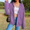 Sudadera con capucha de terciopelo de color liso para mujer, chaqueta de manga larga, top suelto con cremallera, estilo callejero, de Amazon transfronterizo