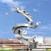 Escultura de Dragón Grande de Acero Inoxidable para Exteriores Plaza Paisajismo Inmobiliario Jardín Adornos de Animales de Metal Simulados