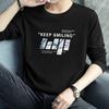 2026 Nova Camiseta de Algodão Puro com Manga Longa Masculina Top de Outono Marca da Moda Tendência Camiseta Base 100% Algodão