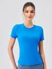 Camiseta de yoga de verano para mujer, de manga corta, con almohadilla para el pecho, transpirable, de secado rápido, para correr y fitness, traje deportivo ajustado y adelgazante.