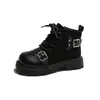 Botas de Cuero para Niños 2026 Otoño/Invierno Nuevo Estilo Moda para Niñas Botines Bajos Cortos Estilo Coreano para Niños Pequeños y Niños Pequeños Botas Martin de Algodón de Dos Capas Estilo Princesa