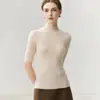 Suéter de Cachemira para Mujer Baicaierong Otoño/Invierno 2026, Manga Corta, Cuello Semi Alto, Diseño Versátil, Tejido de Lana