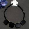X404'' Estilo Retro Europeo y Americano Terciopelo Redondo Cuadrado Patrón Geométrico Contrastante Collar Corto Cadena para Suéter
