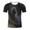 Amazon comercio exterior nueva pareja con camiseta de talla grande agujero negro impresión digital cuello redondo camiseta de hombre para mapa se puede configurar