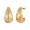 18K banhado a ouro titânio aço nicho design listrado gota de água brincos ocos personalidade INS brincos da moda E231485
