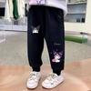Outono 2024 novas calças elásticas estampadas com desenhos animados para meninas calças casuais esportivas moda versátil calças