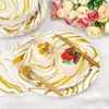 Padrão Mármore Dourado Suprimentos de Mesa para Festa de Aniversário Festival Garfo Colher Prato de Jantar Talheres para Cozinha de Jantar Utensílios para Bebidas