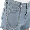 Cadena para pantalones, popular en Europa y América, nueva cadena de moda estética nicho con diseño retorcido y giratorio, color plateado, cadena de cintura de espina de fabricante
