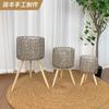 Suporte criativo para flores de chão de palha, simples, de vime, para plantio verde, vaso de flores, multiuso, para sala de estar, varanda, suporte alto e baixo para flores