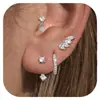 Novos Brincos Argola Geométricos Cravejados com Zircônia Cheios de Diamantes Brincos de Folha Conjunto de Brincos da Moda Feminina