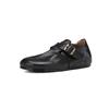 Sapatos Birkenneth Casuais de Couro Super Macios Confortáveis Relaxados Outono 2024 Sola Grossa Salto Baixo Folgados Bico Redondo Camada Única para Mulheres