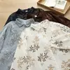 Moda Otoño 2026: Estilo Artístico Cuello Solapa Estampado Floral Doble Capa Gasa Cardigan de Mujer Camisa de Manga Larga Tendencia al por Mayor
