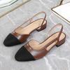 Sandalias de Tira Cerradas para Mujer, Talla Grande, Cruzadas, en Stock, Estilo Francés Cuadrado de Tacón Bajo, de Bloques de Color de Tacón Medio, Tacón Grueso, Zapatos de Tacón Alto