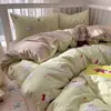 Juego de Ropa de Cama de Algodón con Dibujos Animados Lindo de Cuatro Piezas Estilo Ins para Chica Gatito Kt Funda Nórdica Sábana de Cama Algodón Puro Juego de Tres Piezas para Dormitorio