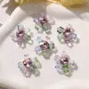 Brincos de Cristal Transparente em Cubo Coloridos com Flor de Strass para Mulheres, Broches, Acessórios para Chapéu, Acessórios para Fivela de Sapato