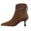 Botas de Tobillo Calientes con Forro de Felpa, Cremallera Trasera, Tacón de Aguja Stiletto de Punta Aguda, Adornadas con Pedrería, Moda Otoño/Invierno 2026 para Mujer