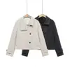 Producto Nuevo Primavera 2026 Estilo Europeo y Americano Personalizado Estilo Callejero Versátil Simple Chaqueta Corta de Lana con Cuello Alto para Mujer 2078/780