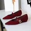 3686-K95 Zapatos de Mujer de Moda Estilo Francés con Hebilla de Pedrería, Punta Fina y Tacón de Cuña Bajo, Zapatos de Salón Cómodos de Tacón Bajo para Mujer
