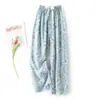 Pantalones de pijama de algodón y seda para mujer, finos, de pierna ancha, populares entre celebridades de internet, ropa de casa usable, pantalones de rayón, talla grande