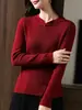 Suéter de Lã Tricotado de Alta Qualidade Outono/Inverno 2026 Novo Estilo Chinês com Botões e Gola Alta para Mulheres, Suéter Básico Retrô de Caimento Justo