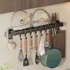 Ganchos de Cocina, Barras Colgantes sin Taladro, Estantes de Almacenamiento Multifuncionales para el Hogar, Estantes para Espátulas y Cucharas, Almacenamiento de Acero al Carbono Montado en la Pared