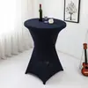 Capa de Mesa Alta Cor Sólida Transfronteiriça Toalha de Mesa para Banquete de Bar Capa de Mesa Redonda para Coquetel Toalha de Mesa Branca Elástica Resistente ao Desgaste