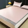 Juego de Tres Piezas de Alfombrilla de Seda de Hielo con Fibra de Enfriamiento Clase A, Tipo Sábana Ajustable Plegable, Alfombrilla Engrosada para Dormitorio de Estudiante