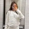 Chamarra ligera de punto de lana patchwork con cuello alto para mujer Mengjia, cárdigan de plumón de pato suave