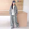 Traje de Niña Estilo Primavera/Otoño Versión Coreana Chaqueta Casual con Capucha para Niñas Grandes Moda Elegante Ropa de Otoño para Niños Conjunto de Dos Piezas de Moda