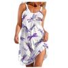 Vestido de praia feminino urbano casual 2021 novo com estampa abstrata tipo alça de suspensório impressão 3D cintura média longo