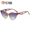 Nuevas Gafas de Sol para Mujer Estilo Ojo de Gato Transfronterizas con Patillas de Perla Hueca, Patrones Multicolor, Gafas Versátiles, En Stock 5697