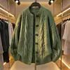 Suéter Abrigo de Punto Trenzado Retro Versátil Unisex Otoño Nueva Llegada Color Sólido Cuello Redondo Cardigan de Punto Color Verde Albaricoque