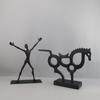 Escultura de hierro fundido con geometría creativa de estilo europeo transfronterizo, adorno para sala de estar, vinoteca, entrada, modelo de habitación, decoración del hogar