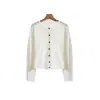 Cárdigan de punto fino de 2 cabos de hilo Yangzi con cuello redondo para mujer, 60 unidades, chaqueta ajustada, tejido de otoño, top cómodo y transpirable