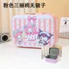 Estuche de Maquillaje de Dibujos Animados de Moda Kuromi con Espejo, Organizador Infantil y Caja de Cuero para Guardar Tarjetas
