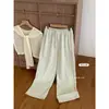 Calça de Pijama Popular de Fleece Coral e Fleece Grão de Arroz para Mulheres, Calça Longa para Casa Solta Espessa Quente de Fada