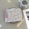 Bolsa Cosmética Linda Azul Caricatura Mini Billetera Algodón Puro Bolsa Pequeña de Tela Auriculares Lápiz Labial Bolsa de Almacenamiento Portátil