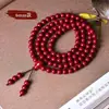Pulseras de Mineral Crudo Natural Cinabrio 108 para Hombres y Mujeres, Año del Dragón, Año Animal, Pulseras de Pareja con Cuentas de Buda de Múltiples Círculos