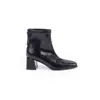 Mesmo estilo da Grape Mom~ Salto grosso de 6cm~ Bico quadrado francês zíper traseiro botas curtas slim estilosas para o dia a dia para mulheres